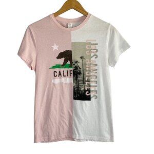 California State Colorblock Pink White Short Sleeve Tee